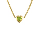 14K Yellow Gold Over Sterling Silver Peridot Heart Curb Chain Necklace 1.0ctw