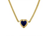 14K Yellow Gold Over Sterling Silver Lab Created Sapphire Heart Curb Chain Necklace 1.2ctw