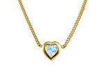 14K Yellow Gold Over Sterling Silver Lab Created Opal Heart Curb Chain Necklace .6ctw
