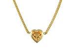 14K Yellow Gold Over Sterling Silver Citrine Heart Curb Chain Necklace .8ctw