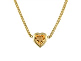14K Yellow Gold Over Sterling Silver Citrine Heart Curb Chain Necklace .8ctw