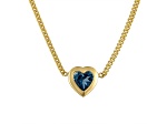 14K Yellow Gold Over Sterling Silver London Blue Topaz Heart Curb Chain Necklace 1.0ctw