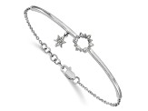 Rhodium Over 14k White Gold Star Dangle Diamond Bangle Bracelet