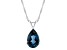 15x10mm Pear Shape London Blue Topaz Rhodium Over Sterling Silver Pendant With Chain