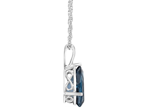 15x10mm Pear Shape London Blue Topaz Rhodium Over Sterling Silver Pendant With Chain