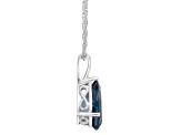 15x10mm Pear Shape London Blue Topaz Rhodium Over Sterling Silver Pendant With Chain