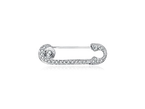 Clear White Cubic Zirconia, Sterling Silver Pin