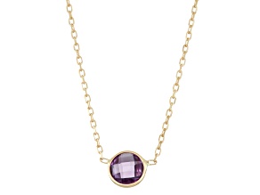 Amethyst Solitaire 10K Yellow Gold Station Necklace 0.70ctw