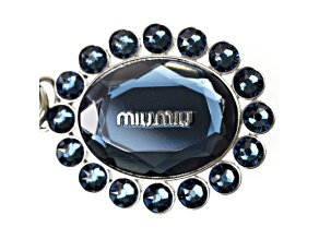 Miu Miu Trick Key Chain Ring Bag Charm Crystal Rhinestone Dark Blue