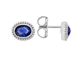 Judith Ripka 2.20ctw Lab Blue Sapphire Rhodium Over Sterling Silver Stud Earrings