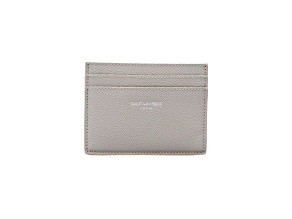 Saint Laurent Grey Grain de Poudre Leather Credit Card Case Wallet