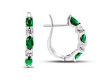 2.00ctw Emerald and Diamond Hoop Earrings in 14k White Gold