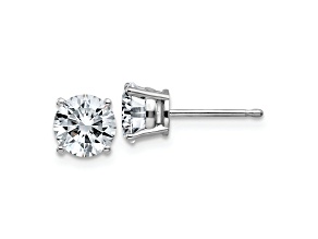 Rhodium Over 14K White Gold 1.75ct. 6.0mm Round G H I True Light Moissanite Earrings