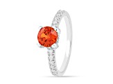Rhodium Over Sterling Silver Lab Created Padparadscha Sapphire Round Solitaire Ring 1.27ctw