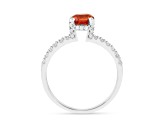 Rhodium Over Sterling Silver Lab Created Padparadscha Sapphire Round Solitaire Ring 1.27ctw