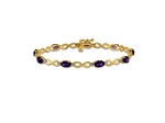14k Yellow and White Gold with Rhodium Over 14k Yellow Gold Amethyst and Diamond Infinity Bracelet