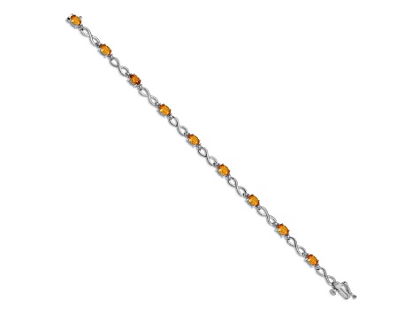 Rhodium Over 14k White Gold Citrine Diamond Infinity Bracelet