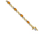 14k Yellow and White Gold with Rhodium Over 14k Yellow Gold Citrine Diamond Infinity Bracelet
