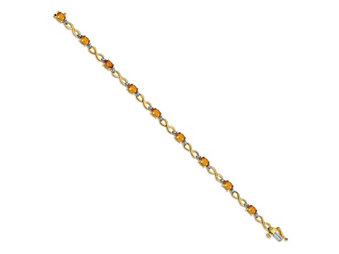 14k Yellow and White Gold with Rhodium Over 14k Yellow Gold Citrine Diamond Infinity Bracelet