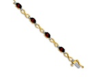 14k Yellow and White Gold with Rhodium Over 14k Yellow Gold Garnet and Diamond Infinity Bracelet