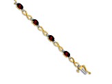 14k Yellow and White Gold with Rhodium Over 14k Yellow Gold Garnet and Diamond Infinity Bracelet