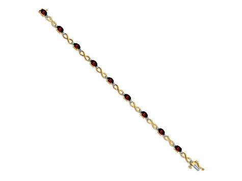 14k Yellow and White Gold with Rhodium Over 14k Yellow Gold Garnet and Diamond Infinity Bracelet