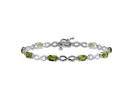 Rhodium Over 14k White Gold Peridot and Diamond Infinity Bracelet