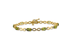 14k Yellow and White Gold with Rhodium Over 14k Yellow Gold Peridot and Diamond Infinity Bracelet