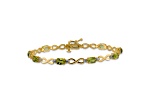 14k Yellow and White Gold with Rhodium Over 14k Yellow Gold Peridot and Diamond Infinity Bracelet