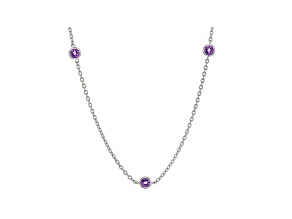 Judith Ripka 1.0ctw Round Amethyst Rhodium Over Sterling Silver 5-Station Necklace