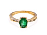 1.08 Ctw Emerald With 0.15 Ctw White Diamond Ring in 14K YG
