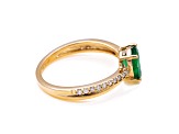 1.08 Ctw Emerald With 0.15 Ctw White Diamond Ring in 14K YG