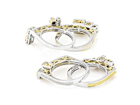 Multi Color Multi Gemstone Rhodium & 24K Gold Over Palladium