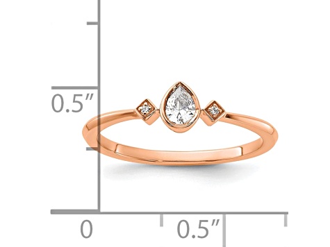 14K Rose Gold Petite Pear Diamond Ring 0.13ctw