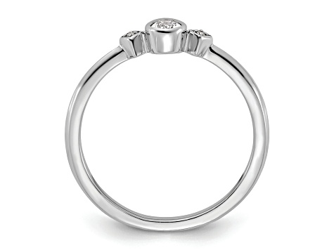 Rhodium Over 14K Gold Petite Pear Diamond Ring 0.13ctw