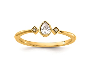 14K Yellow Gold Petite Pear Diamond Ring 0.13ctw