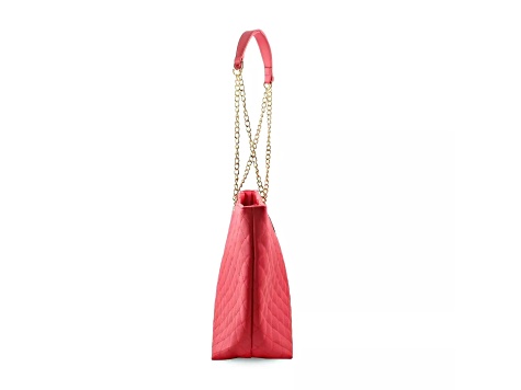 Badgley Mischka Large Quilted Tote in Red. - 154VHA | JTV