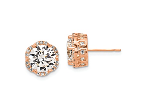 10k Rose Gold Polished Cubic Zirconia Stud Earrings