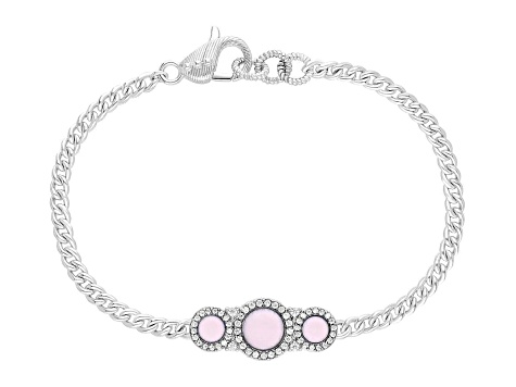 Judith Ripka "Penelope" Pink Opal and 0.65ctw Bella Luce® Rhodium Over Sterling Silver Link Bracelet