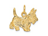 14k Yellow Gold Textured Ruby Eye Scottie Dog Charm