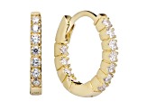 White Cubic Zirconia 14k Yellow Gold Hoops With Velvet Gift Box 0.20ctw