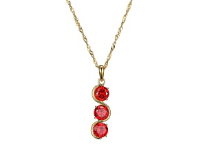 Red Cubic Zirconia 18k Yellow Gold Over Sterling Silver January Birthstone Pendant 7.32ctw