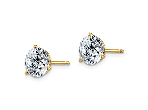 14K Yellow Gold 2.50ct. 7.0mm Round J-K Color Moissanite Earrings