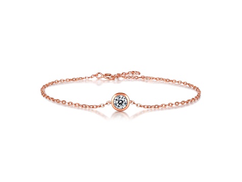 Lab Created Moissanite,18k Rose Gold Plated over Sterling Silver Solitaire Bracelet, 0.50ct