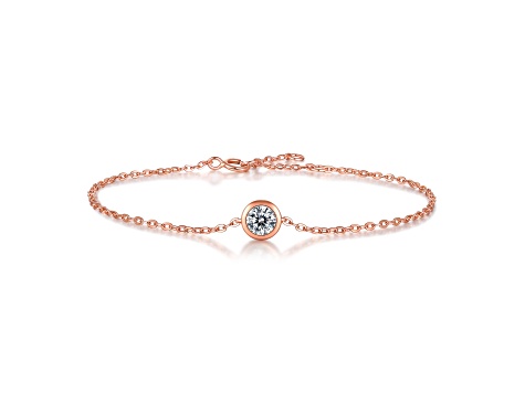 18k Rose Gold Plated over Sterling Silver with 0.50ct Lab Created Moissanite Solitaire Bracelet