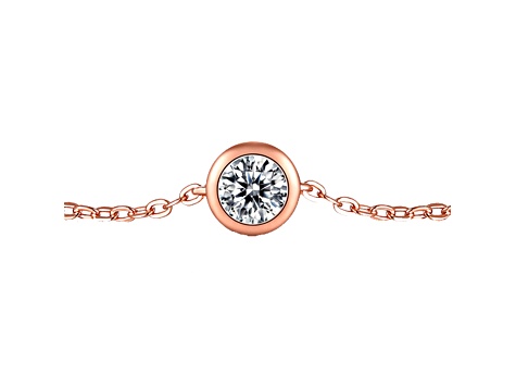Lab Created Moissanite,18k Rose Gold Plated over Sterling Silver Solitaire Bracelet, 0.50ct