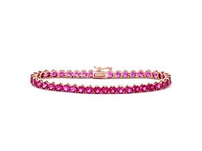 Red Lab Created Ruby 14K Rose Gold Over Sterling Silver Tennis Bracelet 11.61ctw