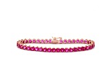 Red Lab Created Ruby 14K Rose Gold Over Sterling Silver Tennis Bracelet 11.61ctw