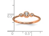 14K Rose Gold Roped Band Petite Round Diamond Ring 0.10ctw