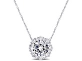 Lab Created White Sapphire 10k White Gold Pendant With Chain 4.37ctw